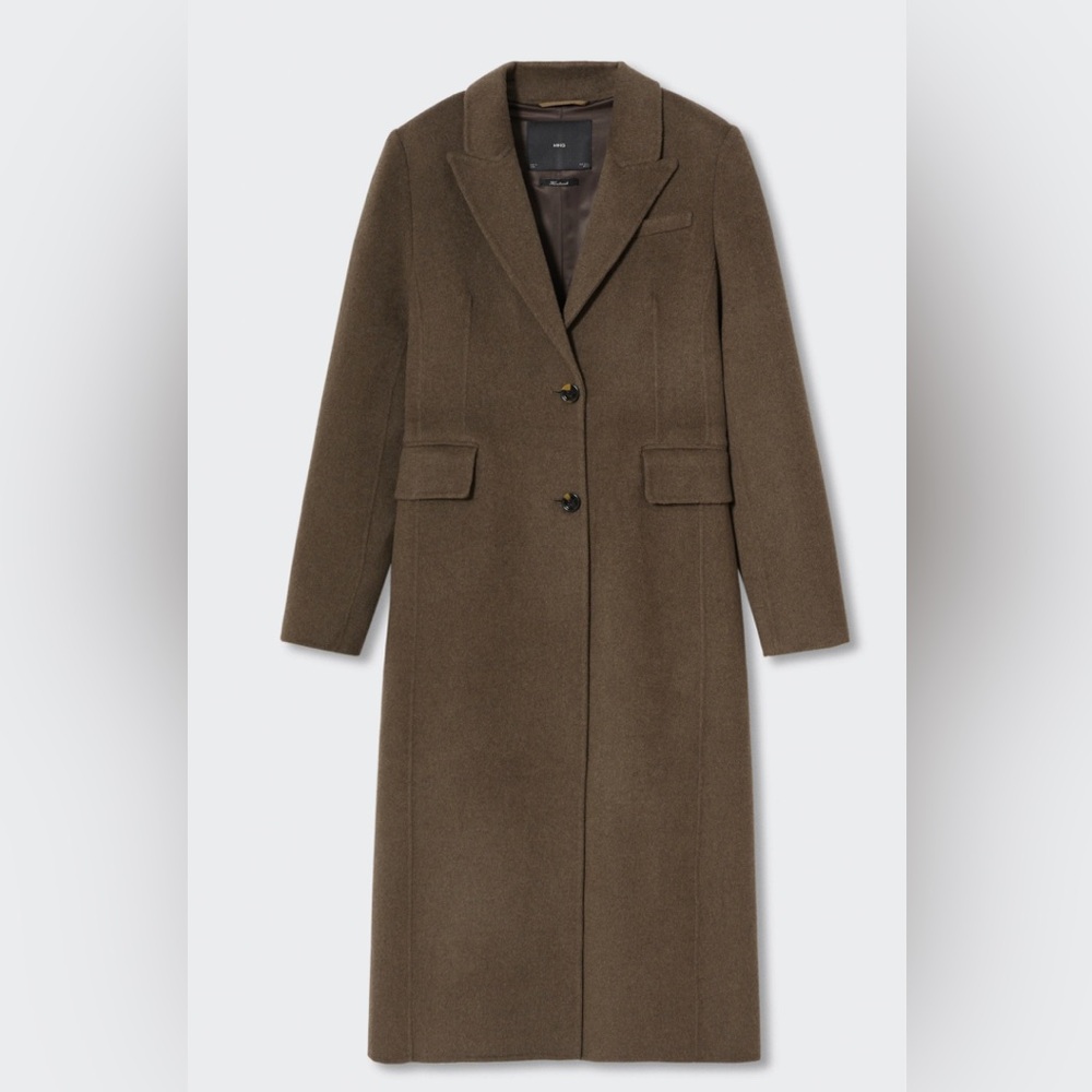 Mango Women's Brown Coat wool.